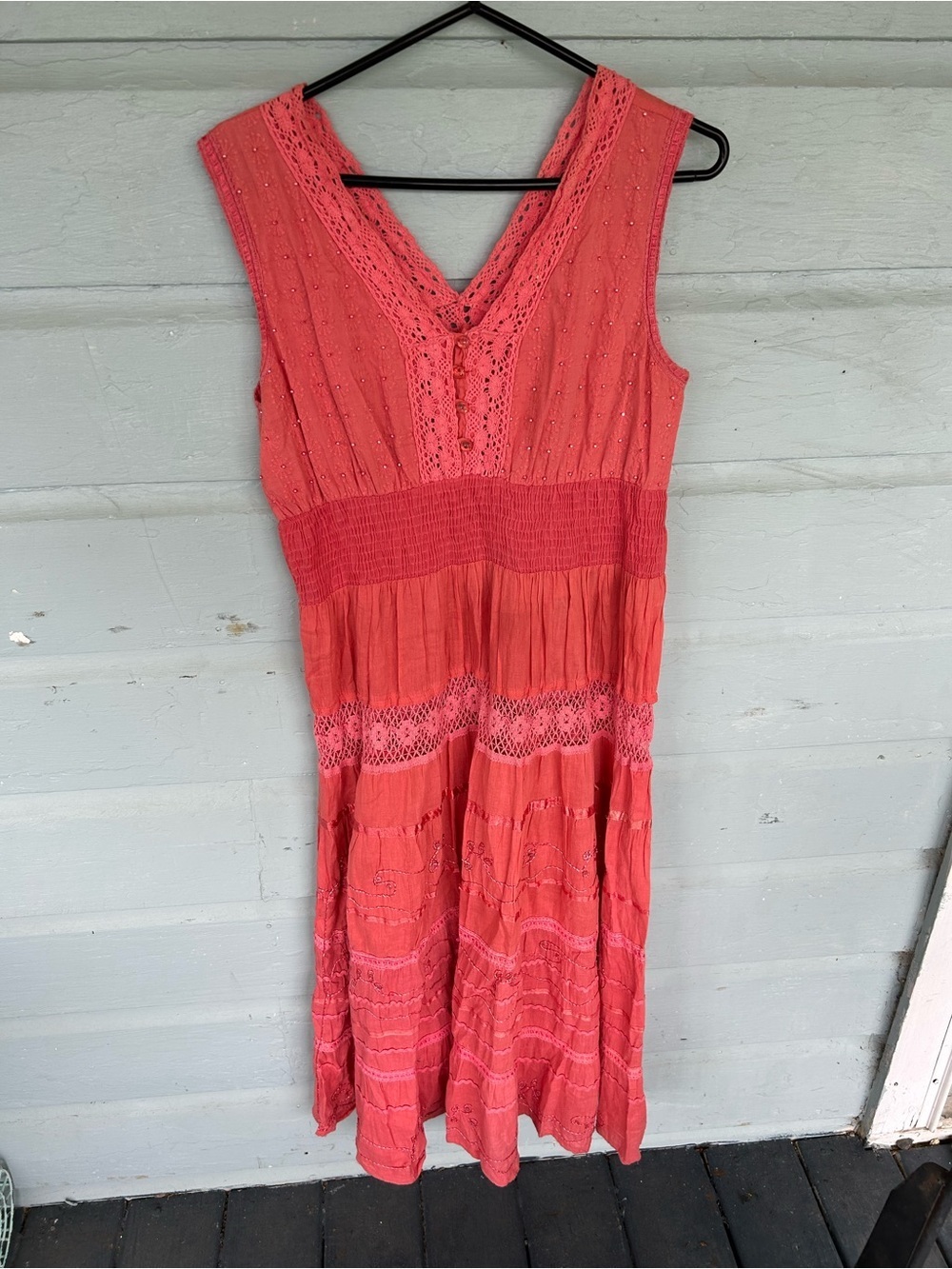Anandas Collection Coral Summer Dress Sleeveless MIDI length Size M